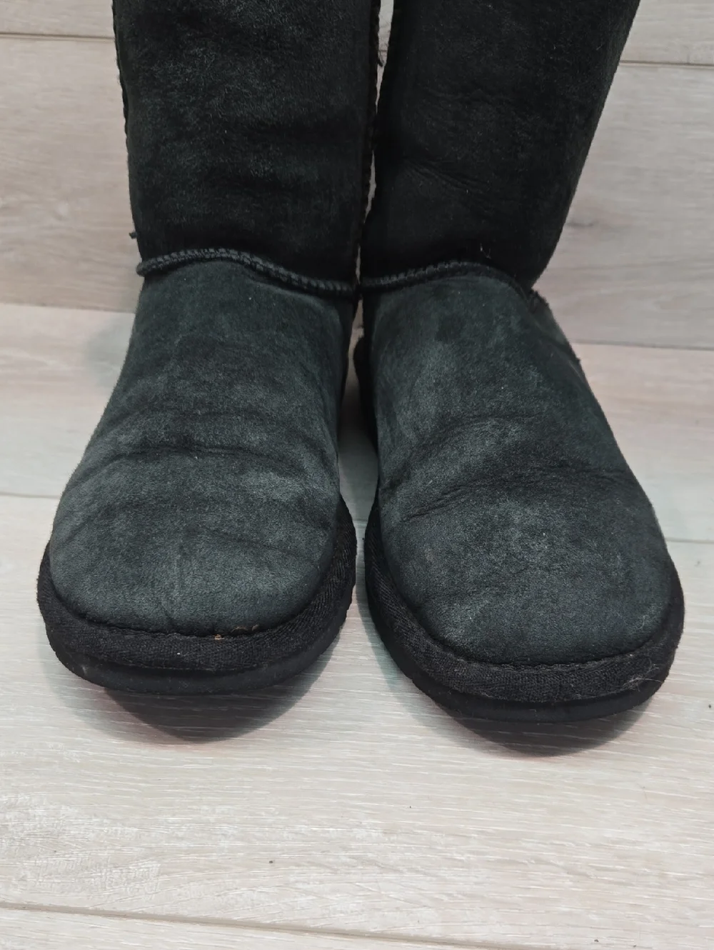 UGG Australia Women Black Suede Mid-Calf Shearling Boots Shoes Sz 6